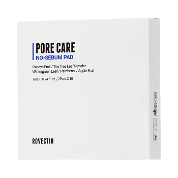 Rovectin, Тонер-пэды для очищения пор  20 шт (2шт*10) Rovectin Pore Care No-Sebum Pad 20ea (2ea*10) 